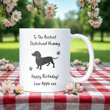 Personalised Dachshund Mummy Mug, Happy Birthday Gift from Dog, Dachshund Owner Present, Sausage Dog Birthday Mug, Sausage Dog Mum Gift