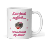 Funny I'm Just a Girl Who Loves Lip Filler Mug, Sad Hamster Joke Secret Santa Lip Filler Botox her, Christmas For Girlfriend