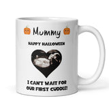Personalised Halloween Mummy Mug, Baby Scan Photo Gift, First Halloween Baby Bump Mug, Pregnancy Reveal to Mum, Mummy-to-Be Halloween Gift