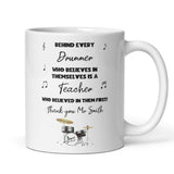 Personalised Thank You Drum Teacher Mug, End Of Year Thank You Drum Teacher, From Drum Student Gift, Drum Teacher Christmas Present, Drummer