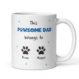 Personalised Pawsome Dad Mug, This Dog Dad Belongs To Custom Mug, Father’s Day Dog Dad Gift, Cute Gift from Dogs with Personalised Names
