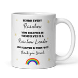 Personalised Rainbow Leader Thank You Mug, Behind Every Rainbow Mug, Girlguiding Rainbow Leader Gift, End of Term Rainbow Leader Present