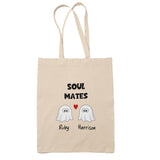 Personalised Soul Mates Tote Bag, Custom Ghost Couple Halloween Tote, Cute Halloween Couple Gift for Girlfriend, Boo Basket Gift for Wife