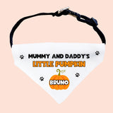 Personalised Mummy and Daddy Little Pumpkin Halloween Dog Bandana, Funny Halloween Dog Collar, Pumpkin For Dog, Cute Dog Halloween Outfit