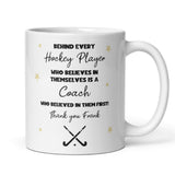 Personalised Hockey Coach Thank You Mug, Behind Every Hockey Player Mug, End of Season Coach Gift, Field Hockey Coach Appreciation Mug