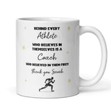 Personalised Athlete Thank You Mug, Behind Every Athlete Mug, Sports Coach Gift, End of Term Coach Present, Track and Field Gift for Coach