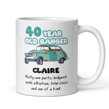 Personalised 40 Year Old Banger Mug, Funny 40th Birthday Gift, Custom Name Mug, 40th Birthday Funny Mug, 40th Birthday Gift for Car Lover