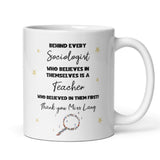Personalised Sociology Teacher Thank You Mug, Sociology Gift to Teacher from Student, End of Year Teacher Present, Sociology Lecturer Gift