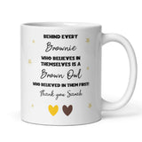 Personalised Brownie Thank You Mug, Behind Every Brownie Mug, Barn Owl Leader Gift, Girlguiding End of Term Gift, Thank You Barn Owl Present