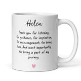 Personalised Thank You for Being Part of My Journey Mug, Therapist Gift, Teacher Gift, Friend Gift, Appreciation Present for Supporter