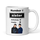 Funny Oasis Fan Mug for Sister, Number 1 Sister Definitely Maybe Mug, Oasis Music Fan Gift for Sister, Best Sister Oasis Birthday Present