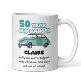 Personalised 50 Year Old Banger Mug, Funny 50th Birthday Gift, Custom Name Mug, 50th Birthday Funny Mug, 50th Birthday Gift for Car Lover