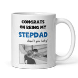 Funny Stepdad Father’s Day Mug, Congrats on Being My Step-Dad, Gift from Stepchild, Bonus Dad Mug, Father Figure Father's Day Present