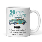 Personalised 90 Year Old Banger Mug, Funny 90th Birthday Gift, Custom Name Mug, 90th Birthday Funny Mug, 90th Birthday Gift for Car Lover