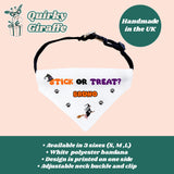 Personalised Stick or Treat Funny Halloween Dog Bandana, Cute Pumpkin Dog Outfit, Funny Halloween Dog Costume, Halloween Pet Accessory