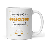 Personalised Congratulations Solicitor Mug, Custom Law School Graduation Gift, New Solicitor Present, Barrister Law Graduate Gift, SQE Gift
