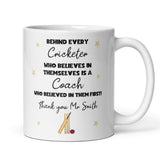 Personalised Thank You Cricket Coach Mug, End Of Year Thank You Gift for Cricket Teacher, From Cricket Student Cup, Cricket Coach Christmas