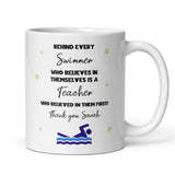 Personalised Swimming End of Year Gift, Behind Every Swimmer Mug, Swimming Thank You Gift, Swim Coach Thank You Present, Swim Teacher Gift