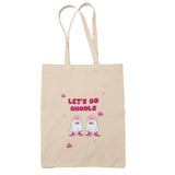 Let’s Go Ghouls Tote Bag, Cute Pink Ghost Halloween Bag, Funny Boo Basket Gift for Her, Girlfriend Halloween Tote, Best Friend Boo Box
