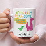 Personalised Totally Roar-some Teaching Assistant Mug, Funny Dinosaur TA Gift, End of Term Teaching Assistant Present, TA Appreciation Gift