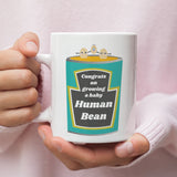 Congrats on Growing a Baby Human Bean Mug, Funny Parents to Be Gift, Gender Neutral Pregnancy Mug, LGBTQ Pregnancy Announcement Gift