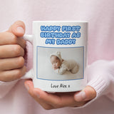 Happy First Birthday as My Daddy Mug, Personalised Baby Photo Mug, New Dad Birthday Gift from Baby, To Daddy from Baby, Custom Birthday Gift