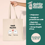 Personalised Soul Mates Tote Bag, Custom Ghost Couple Halloween Tote, Cute Halloween Couple Gift for Girlfriend, Boo Basket Gift for Wife