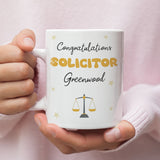 Personalised Congratulations Solicitor Mug, Custom Law School Graduation Gift, New Solicitor Present, Barrister Law Graduate Gift, SQE Gift