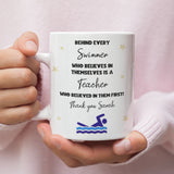 Personalised Swimming End of Year Gift, Behind Every Swimmer Mug, Swimming Thank You Gift, Swim Coach Thank You Present, Swim Teacher Gift