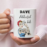 Personalised Addicted to Ink Mug, Novelty Tattoo Mug, Tattoo Lover Gift, Tattoo Obsessed, Tattoo Enthusiast Gift, Inked Up Gift, Tat Lover
