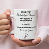 Personalised Badminton Coach Thank You Mug, Behind Every Badminton Player Mug, Coach Thank You Gift, End of Season Badminton Coach Present