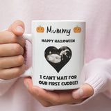 Personalised Halloween Mummy Mug, Baby Scan Photo Gift, First Halloween Baby Bump Mug, Pregnancy Reveal to Mum, Mummy-to-Be Halloween Gift