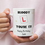 Funny Personalised 17th Birthday Mug, “Bloody L You’re 17!” New Driver Birthday Gift, Learner Driver Birthday Gift, Novelty 17th Birthday