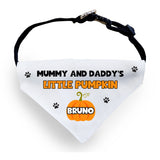 Personalised Mummy and Daddy Little Pumpkin Halloween Dog Bandana, Funny Halloween Dog Collar, Pumpkin For Dog, Cute Dog Halloween Outfit