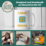Funny Personalised Preggs Pastry Pregnancy Mug, Funny Mum To Be Mug, Cute Baby Shower Gift, Congratulations Pregnancy, Funny Maternity Leave