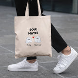 Personalised Soul Mates Tote Bag, Custom Ghost Couple Halloween Tote, Cute Halloween Couple Gift for Girlfriend, Boo Basket Gift for Wife