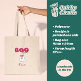 Personalised Boo-tiful Tote Bag, Cute Halloween Tote with Name, Custom Ghost Tote Bag, Boo Basket Gift for Her, Girlfriend Halloween Bag