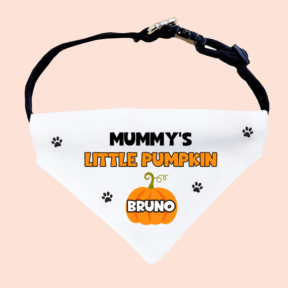 Personalised Mummy’s Little Pumpkin Halloween Dog Bandana, Cute Pumpkin Dog Outfit, Funny Halloween Dog Costume, Halloween Pet Accessory