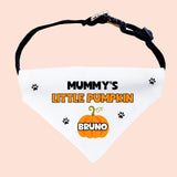 Personalised Mummy’s Little Pumpkin Halloween Dog Bandana, Cute Pumpkin Dog Outfit, Funny Halloween Dog Costume, Halloween Pet Accessory