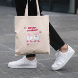 Howdy Ghouls Tote Bag, Cute Pink Ghost Halloween Tote, Funny Boo Basket Gift for Her, Girlfriend Halloween Bag, Best Friend Boo Box