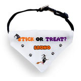 Personalised Stick or Treat Funny Halloween Dog Bandana, Cute Pumpkin Dog Outfit, Funny Halloween Dog Costume, Halloween Pet Accessory