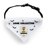Personalised Bone Collector Dog Halloween Bandana, Dog Halloween Outfit, Funny Halloween Dog Collar, Funny October Birthday Dog Gift