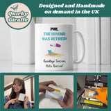 Funny Personalised Retirement Mug, The Legend Has Retired Goodbye Tension Hello Pension, Custom Retired Gift, Retirement Present Colleague