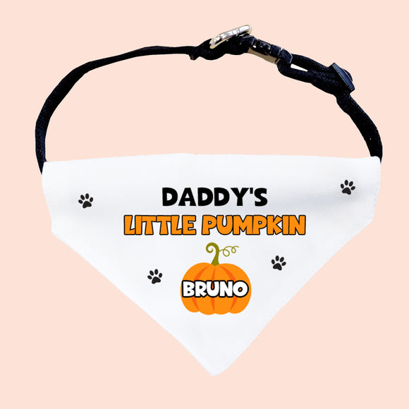 Personalised Daddy's Little Pumpkin Halloween Dog Bandana, Cute Pumpkin Dog Outfit, Funny Halloween Dog Costume, Halloween Pet Accessory