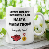 Half Marathon Gift Mug, Funny Runner Therapy Joke, 13.1 Mile Finisher Mug, UK Running Gift, Half Marathon Present, 2025 Half Marathon