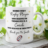Personalised Thank You Rugby Coach Mug, End Of Year Thank You Gift for Rugby Teacher, From Rugby Student Cup, Rugby Coach Christmas Gift