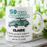 Personalised 50 Year Old Banger Mug, Funny 50th Birthday Gift, Custom Name Mug, 50th Birthday Funny Mug, 50th Birthday Gift for Car Lover
