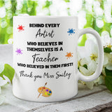 Personalised Thank You Art Teacher Mug, End Of Year Thank You Art, From Art Student Cup, Art Teacher Christmas, Art Class Gift for Teacher