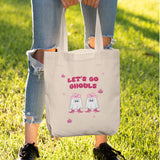 Let’s Go Ghouls Tote Bag, Cute Pink Ghost Halloween Bag, Funny Boo Basket Gift for Her, Girlfriend Halloween Tote, Best Friend Boo Box