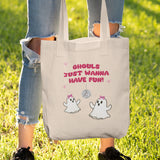 Ghouls Just Wanna Have Fun Tote Bag, Funny Boo Basket Gift for Girlfriend, Daughter Boo Box Present, Spooky Season Tote, Bestie Boo Basket